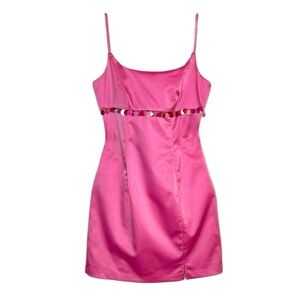Pink Spaghetti Strap Dress with Sequin Detail